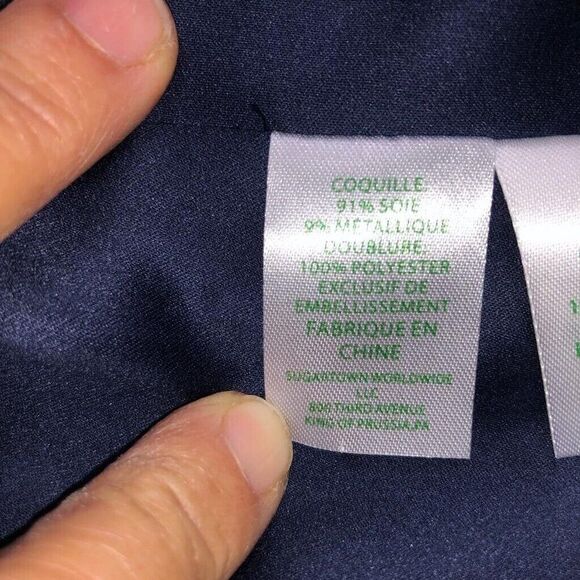 Lilly Pulitzer Women’s Size 0 Amory Navy Beaded Metallic Silk Cocktail Dress - Picture 5 of 14